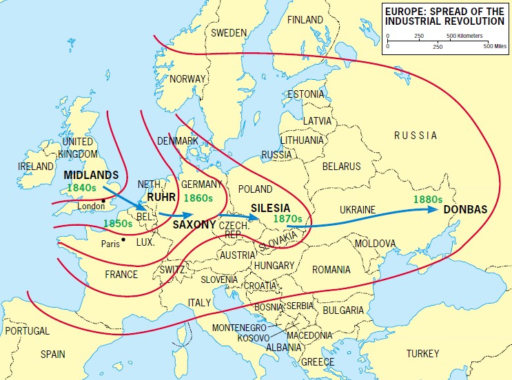 map spread industrial revolution