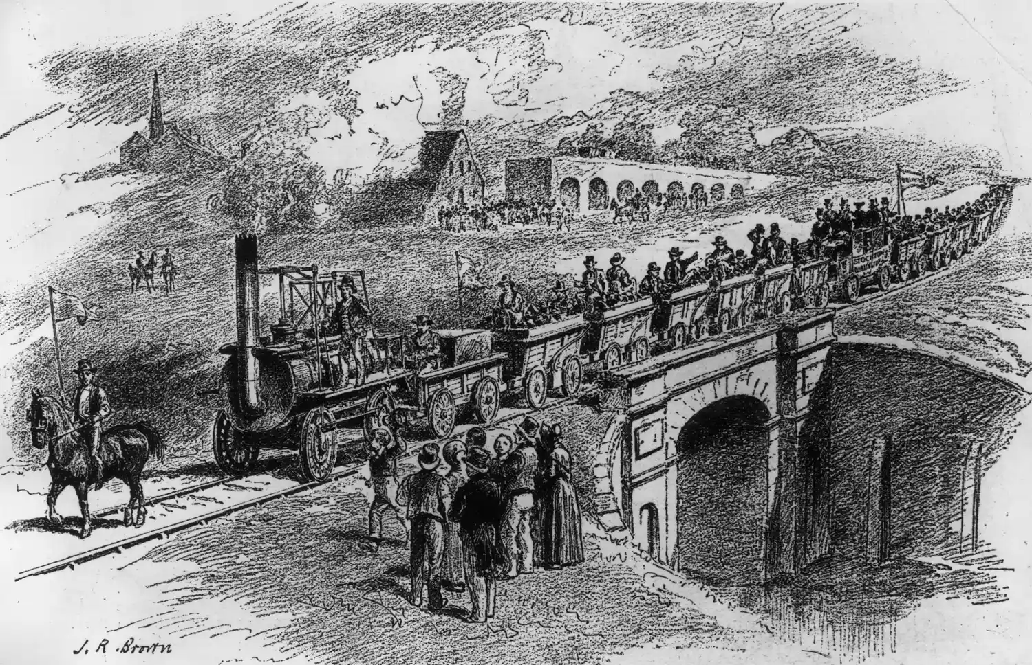 The opening of the Stockton and Darlington Railway in 1825, the world's first public railway